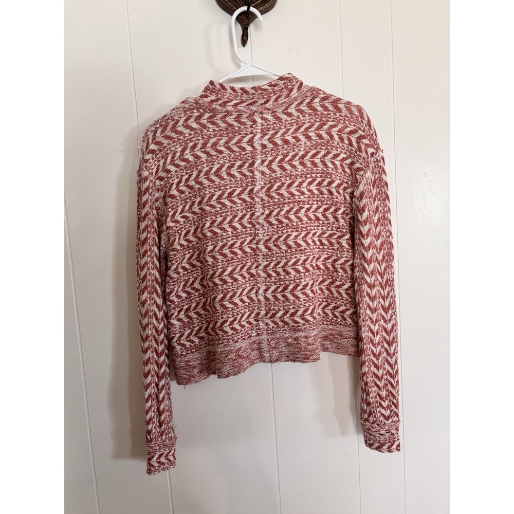 BKE Womens Shirt Size S Chevron Mock‎ Neck Cropped Knit Long Sleeve Top Orange - Picture 10 of 11